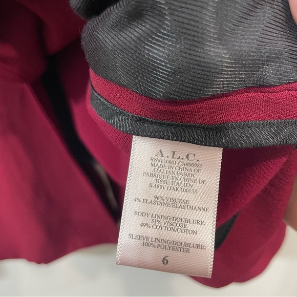 A.L.C. Lined Button Front Luxury Business Woman Dark Red Cherry Blazer Size 6 - Picture 7 of 7